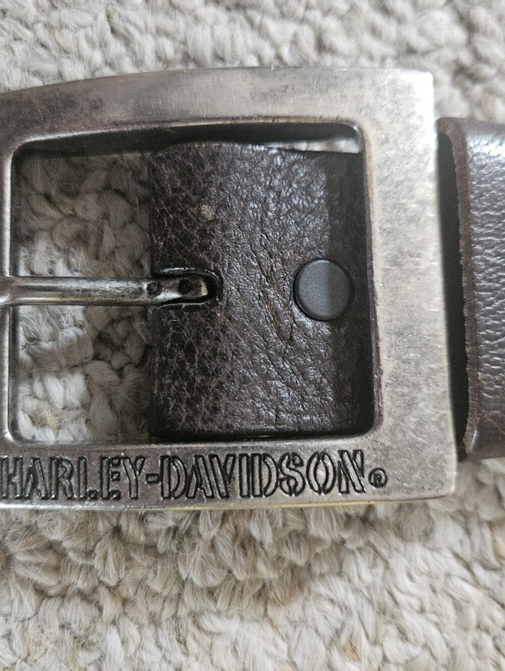 Harley-Davidson Dark Brown Leather Belt with Silver Buckle